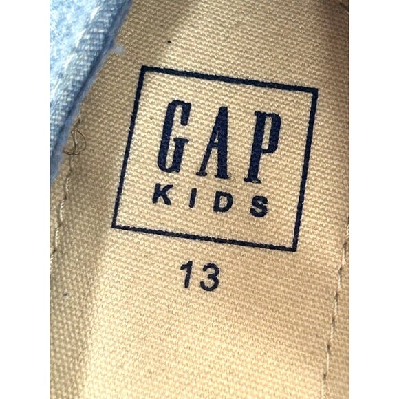 Gap Kids Girls Blue Fabric Chambray Shoes 13 Knot Bows Ankle Strap Zip Party - Picture 5 of 13